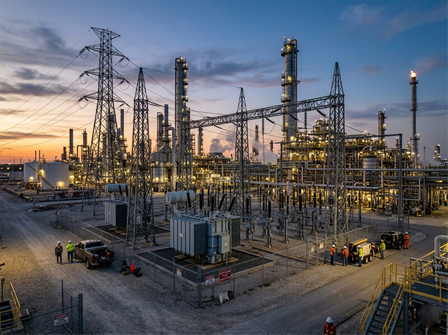 Industrial electrical distribution systems and reliable transformers operating in petrochemical facilities