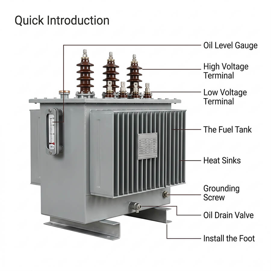 H61 3 Phase Oil Immersed Transformer 11kV Specifications