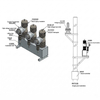 Pole mounting installation diagram and structural CAD drawing for ZW32-12FG intelligent outdoor vacuum circuit breaker and controller
