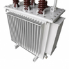 Front view of 100kVA 10kV to 0.4kV fully sealed oil immersed distribution transformer with corrugated tank