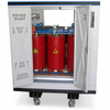Indoor 630kVA cast resin dry type transformer enclosed in protective metal cabinet with open doors
