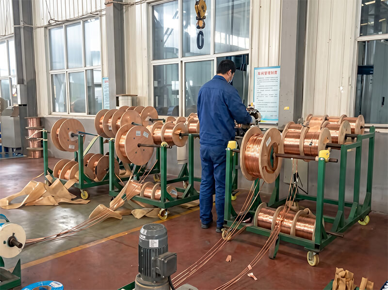 Quality inspection of copper coils for distribution transformers in Yueqing Chic factory
