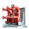 Rear view of 12kV 1250A indoor vacuum circuit breaker showing red insulating cylinders and primary tulip contacts