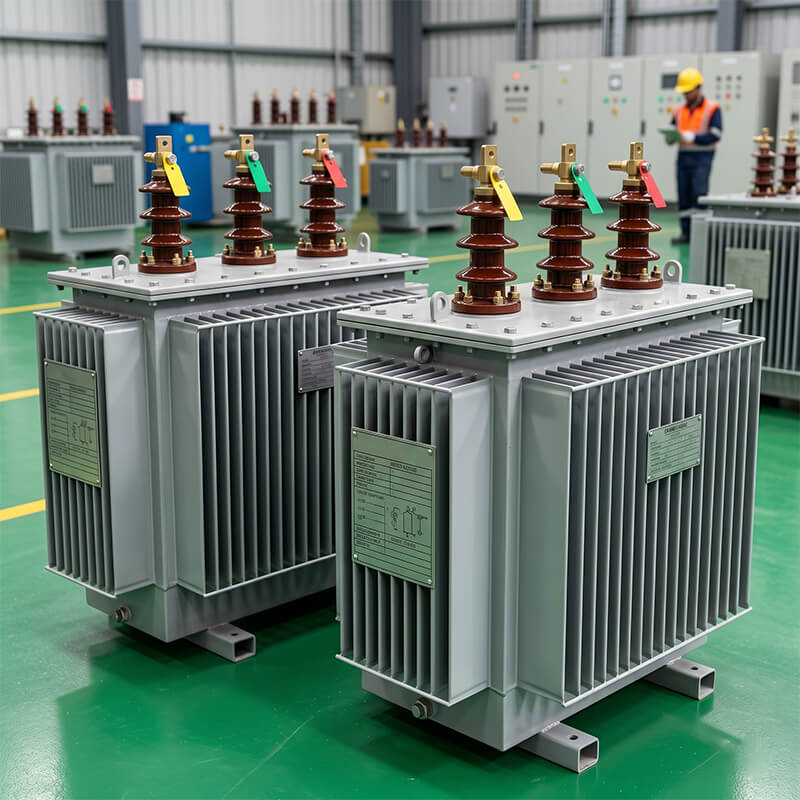 Finished 10kV to 35kV oil-immersed distribution transformers ready for export