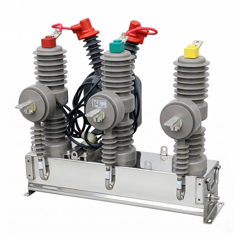 Front view of intelligent ZW32-12FG 12kV outdoor pole-mounted vacuum circuit breaker equipped with voltage transformers